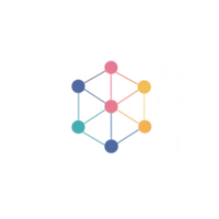 Abstract network graphic depicting interconnected nodes and vibrant colors. png