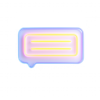 Bright and colorful neon speech bubble design on dark background for creative use. png
