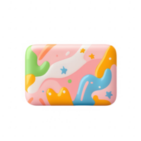 Colorful abstract design with playful shapes and vibrant colors on a smooth surface. png