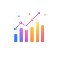 Colorful data visualization with colorful bars and a line graph representing statistics. png