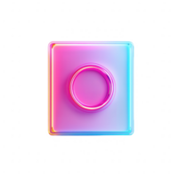 Colorful neon button with a glowing ring, suitable for modern design projects. png