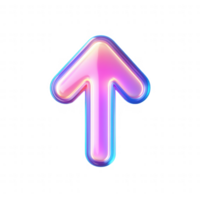 Colorful upward arrow symbolized with glow and gradient effects for design projects. png