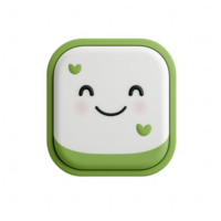 Cute and cheerful smiley face icon with a green color palette. png
