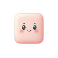 Cute cartoon character face with soft colors and joyful expression. png