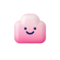 Cute smiling cloud icon with a gradient design in pink and soft colors. png