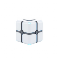 Futuristic white cube design with glowing accents for modern tech applications. png