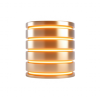 Modern data storage device with illuminated rings showcasing advanced technology. png