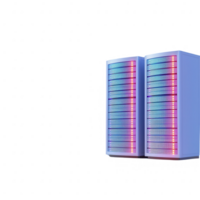 Modern data center server with colorful LED indicators and sleek design. png