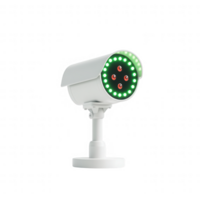Modern security camera with vibrant LED indicators for improved surveillance. png