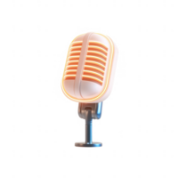 Stylish vintage microphone emitting a warm glow, ideal for music and broadcasting themes. png