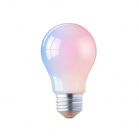 A beautiful, softly glowing light bulb with a pastel color gradient. png