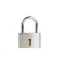 A close-up view of a metallic padlock symbolizing security and privacy. png