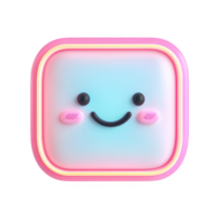 A cute, smiling digital icon with a soft glow and rounded edges for various designs. png