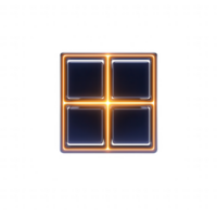 A glowing neon grid with four squares, showcasing modern design elements. png
