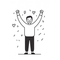 A joyful expression of triumph and celebration, showcasing happiness and victory. png