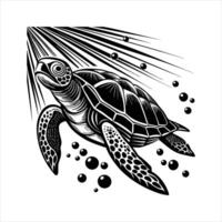 Sea Turtle With Bubbles Vectors