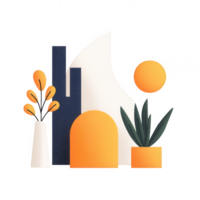 Abstract design featuring geometric shapes and vibrant colors for creative projects. png