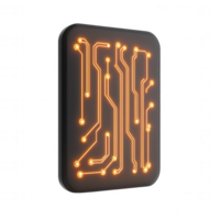 Abstract circuit board design with glowing lines and modern aesthetic. png