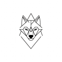 Geometric wolf head design with sharp lines and an abstract look. png
