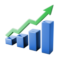Bar Graph with Arrow Going Up 3D Isolated on Transparent Background png