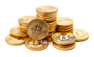 Stack of Bitcoin Isolated on Transparent Background png