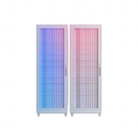 Modern dual-color refrigerated display units with sleek design. png