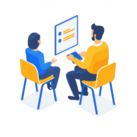 Two individuals engaged in a collaborative discussion at a computer workstation. png