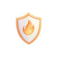 Stylized shield icon with flame, representing security and protection concepts. png