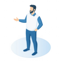Professional man giving a presentation with confidence and clarity in a modern setting. png