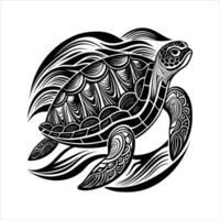 Sea Turtle and Beach Scene vector