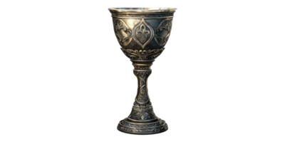 Ornate silver chalice with intricate design isolated on transparent background png