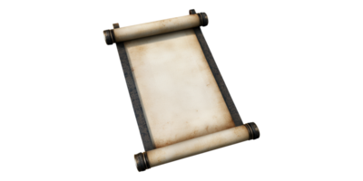 Ancient rolled paper scroll isolated on transparent background png