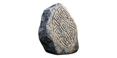 Ancient carved stone with geometric patterns isolated on transparent background png