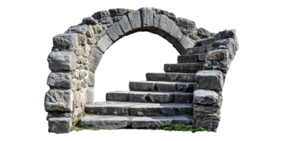 antico pietra scala e arco isolato su trasparente sfondo png