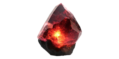 Red crystal gemstone with glowing core isolated on transparent background png
