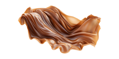 Flowing chocolate fabric abstract shape isolated on transparent background png