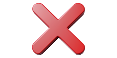 Red cross mark symbol isolated on transparent background png