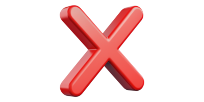 Red 3d cross symbol isolated on transparent background png