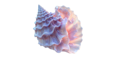 Iridescent seashell with spiral pattern isolated on transparent background png