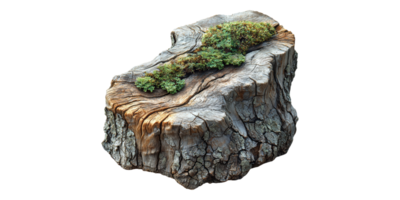 Detailed tree stump with moss isolated on transparent background png