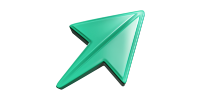 Green 3d arrow pointing upward isolated on transparent background png