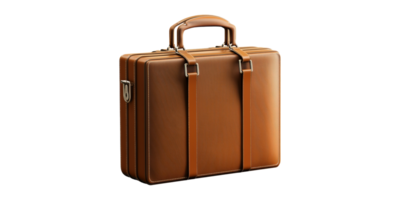 marron cuir mallette avec manipuler isolé sur transparent Contexte png