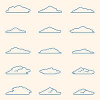 Blue cloud set. The clouds in the image are transparent but have blue lines. vector