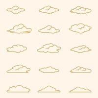 Orange cloud set. The clouds in the image are transparent but have orange stripes. vector