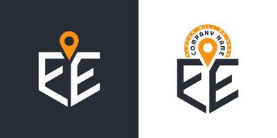 EE Location Logo Bundle. Letter EE Logo Dual Icons for Recruitment and Navigation vector