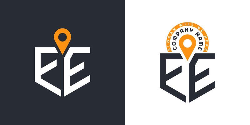 EE Location Logo Bundle. Letter EE Logo Dual Icons for Recruitment and Navigation