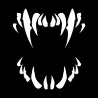 Terrible jaws of a beast with white sharp teeth. Vampire teeth for Halloween. vector