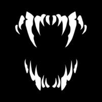 Terrible jaws of a beast with white sharp teeth. Vampire teeth vector