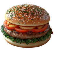Hamburger with Tomatoes and Lettuce on Top png