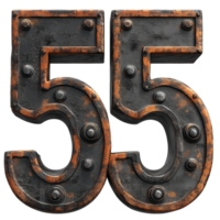 Number 55 Made of Metal and Rivets png